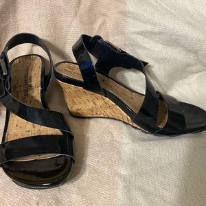 Black wedge sandals